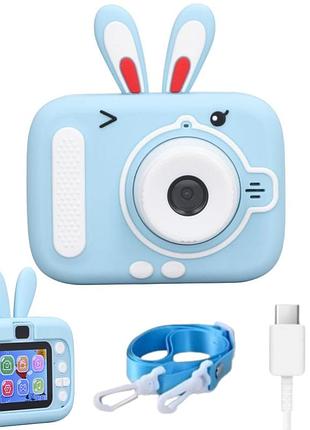 Дитячий цифровий фотоапарат 20мп, від usb, x900 rabbit, блакитний