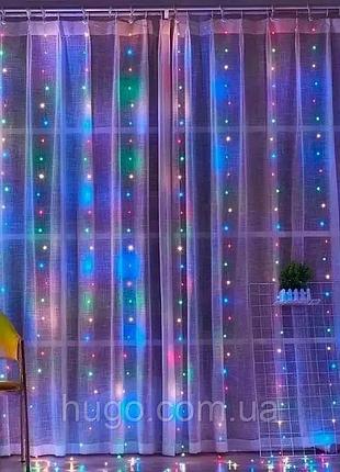 Гирлянда 3х1.5 м "водопад" led 400 разноцветный