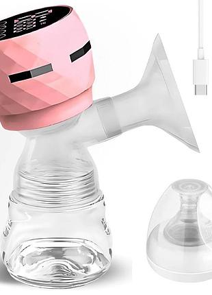 Электрический молокоотсос с led-дисплеем, 180мл, usb, розовый