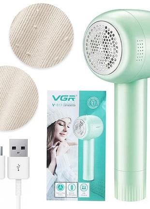 Аккумуляторная машинка для удаления катышков vgr v-813 c usb, зеленая