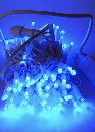 Гірлянда нитка від мережі на 10 м, 100led + з'єднувач, xmas, синя