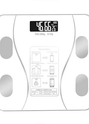 Весы смарт электронные до 180 кг с bluetooth a-8003, белые
