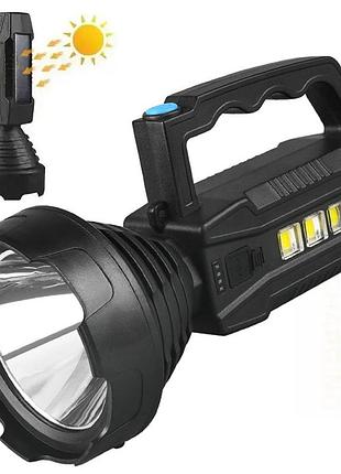 Фонарь аккумуляторный cx-8809 multifunction searchligh с солнечной панелью