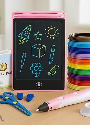 Набір 3d-ручка з трафаретами та планшетом, від мережі, 3dpen-6, рожевий.