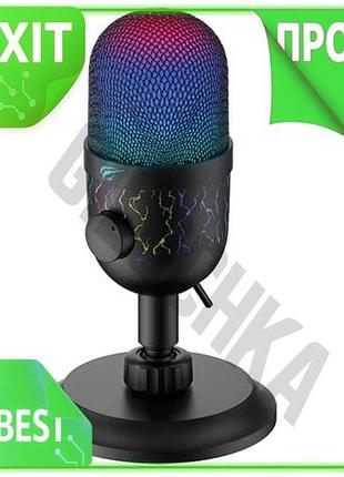 Ve мікрофон havit 3,5 мм new version з rgb підсвічуванням для комп'ютера ігровий мікрофон на підставці n6w_ver