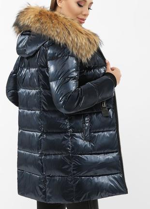 Довга тепла куртка жіноча з капюшоном і хутром розміри: 44-503 фото