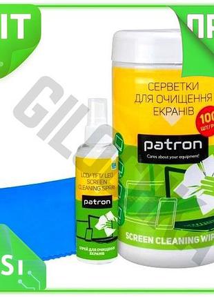 Ve набор для чистки экранов new version patron салфетки 100 шт спрей 100 мл микрофибра 20х20 см очисти n6w_ver
