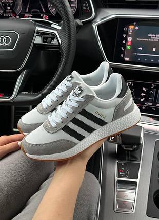 Adidas iniki w женские адидас иniки white gray black розродаж