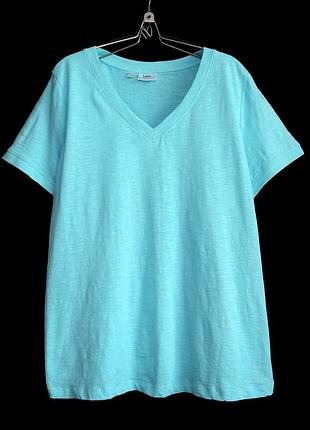 Бирюзовая хлопковая футболка прямого кроя р.20-22