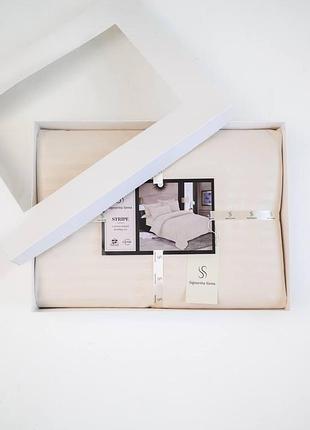 Комплект постільної білизни signorina siena зі страйп-сатину євро кремовий