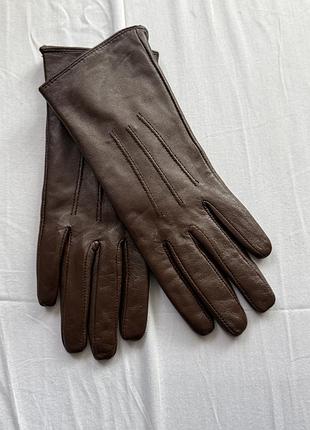 Шкіряні рукавички коричневі