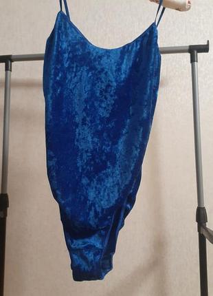 Боди в цвете электрик стрейчевый бархат, новый с биркой