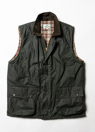 Hoggs of life waistcoat waxed cotton vest gilet green вощений жилет  [jmh016692]
