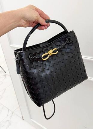 Чорна сумка боттега люкс