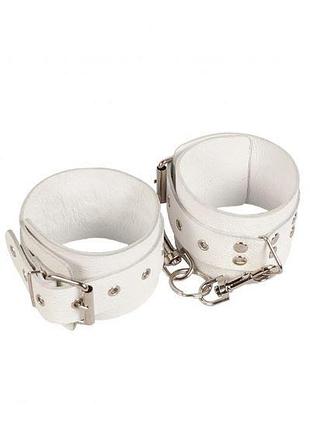 Оковы leather restraints leg cuffs, white sexual toys