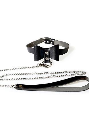 Чокер с поводком art of sex - butterfly черный, экокожа sexual toys