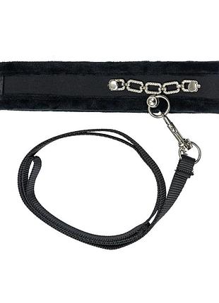 Ошейник с поводком punishment - crystal collar & leash – black sexual toys