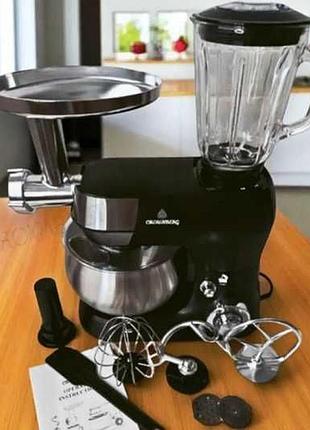 Кухонний комбайн 3в1 crownberg cb-3409 з блендером та м’ясорубкою 2600 вт