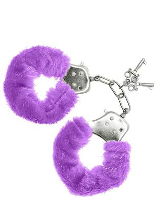 Наручники s pleasures furry cuffs purple з пухнастим оздобленням, 2 ключі в комплекті sexual toys