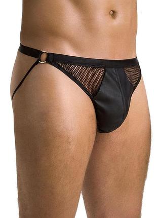 Чоловічі відкриті сліпи passion 034 open luke s/m black, екошкіра sexual toys