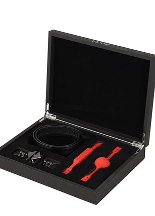 Кожаный кляп с 2-мя насадками lockink ball-gag & gag-bite set - black sexual toys