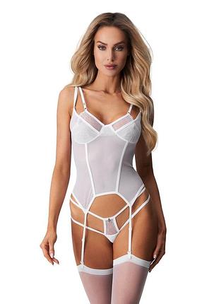 Корсет obsessive arrowel white corset 2xl/3xl sexual toys