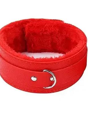 Ошейник с мехом skn-c085, red sexual toys