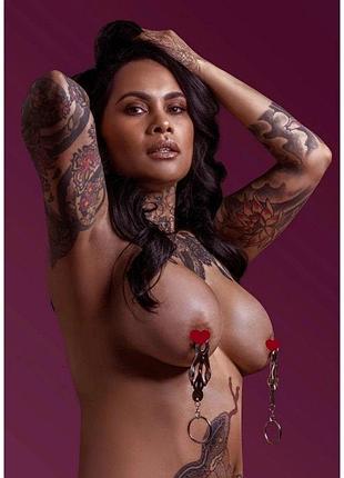 Зажимы-бабочки с кольцом taboom nipple play butterfly clamps with ring, серебристые sexual toys