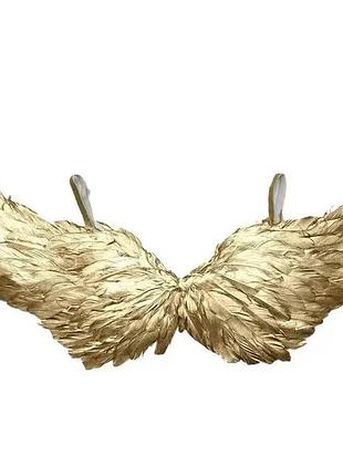Крылья золотые из перьев 60*35 маленькие