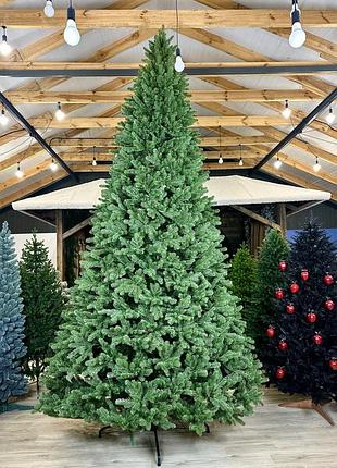 Высокая искусственная елка литая 4 м, зеленая