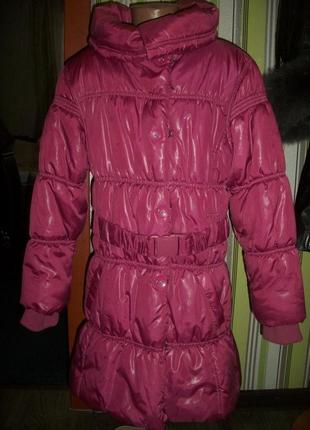Зимнее фуксия теплое пальто-куртка на 11-12 лет от next некст sport🌨🌟☃️