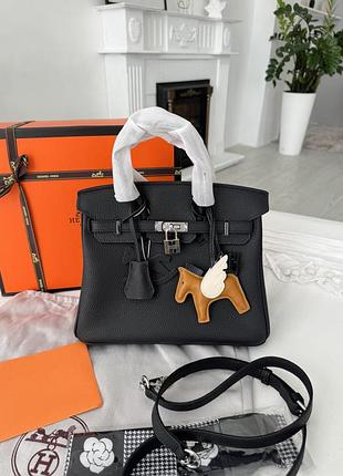 Hermes birkin black silver 25