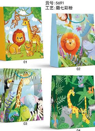 Пакет c 75697 (480) с разноцветными рисунками для детских игрушек, 4 варианта