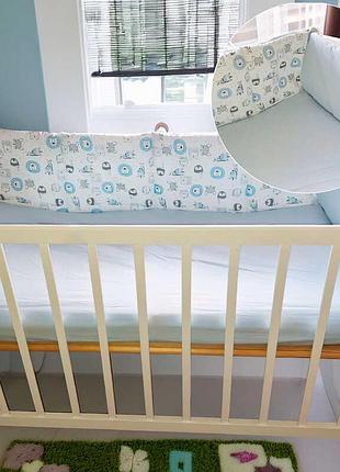 Граничний захист для ліжечка з малюнками тварин 65204, тканина ранфорс, розмір 120*30 см «bimbo»