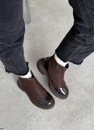 Ботинки женские демисезонные натуральная кожа нубук коричневые, кожаные женские ботинки 10865