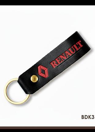 Брелок-петля для авто renault (чёрный, красное тиснение)