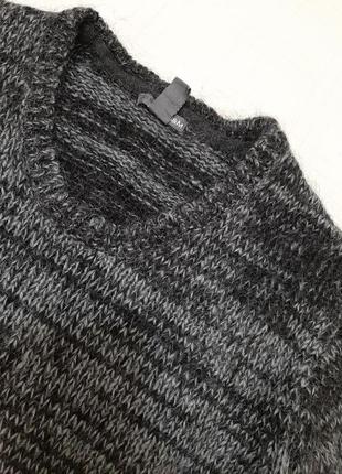 Мохеровый, очень теплый свитер, реглан серый меланж h&m р. 48 (м)4 фото