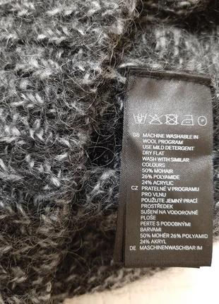 Мохеровый, очень теплый свитер, реглан серый меланж h&m р. 48 (м)9 фото