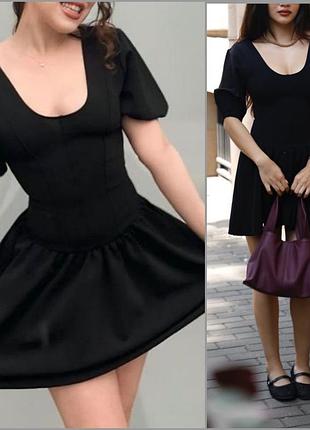 Маленькое черное платье zara с корсетным лифом и присборенной юбкой р.s