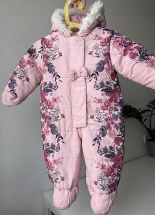 Комбінезон суцільний на дівчинку 3-6 міс в квітку осінь/весна