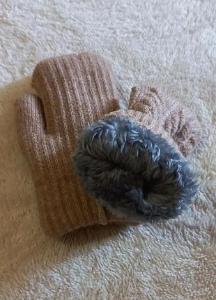 Перчатки детские двойные унисекс возраст 4- 6 лет