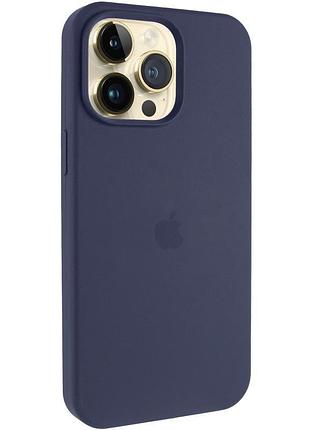 Чохол silicone case (aa) logo with magsafe для apple iphone 14 pro (6.1") темно-синій / midnight blue