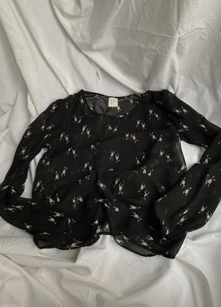 Блуза george у принт з вузлом спереду і об'ємними рукавами p.s-m