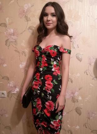 Плаття з біркою сукня міді квітами нова koolook