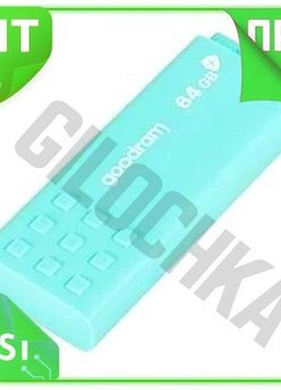 Ve флеш накопичувач usb 64gb new version goodram ume3 "care", teal, usb 3.2 gen 1, до 60/20 мб/с (ume3 n6w_ver
