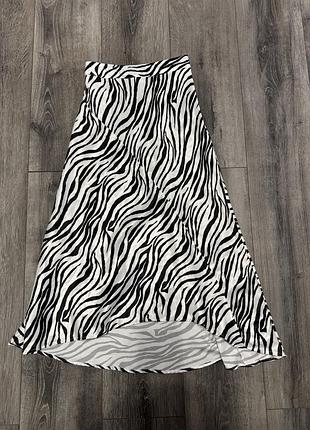 Спідниця bershka міді з принтом зебра, розмір s