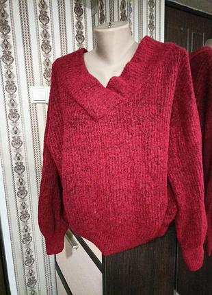 Жіноча в'язана кофта темно червоного кольору, розмір s,ml
