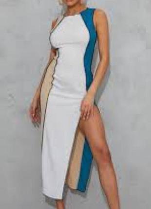 Платье со швами, макси, с разрезом