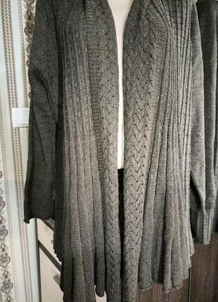 Кофта кардиган вязаная женская коричневого цвета на широкие бедра. размер 52-54,56