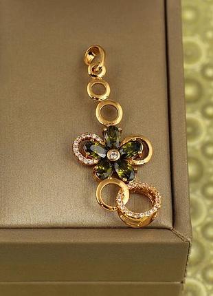 Кулон xuping jewelry шарм весни із смарагдовим каменем 4,2 см золотистий